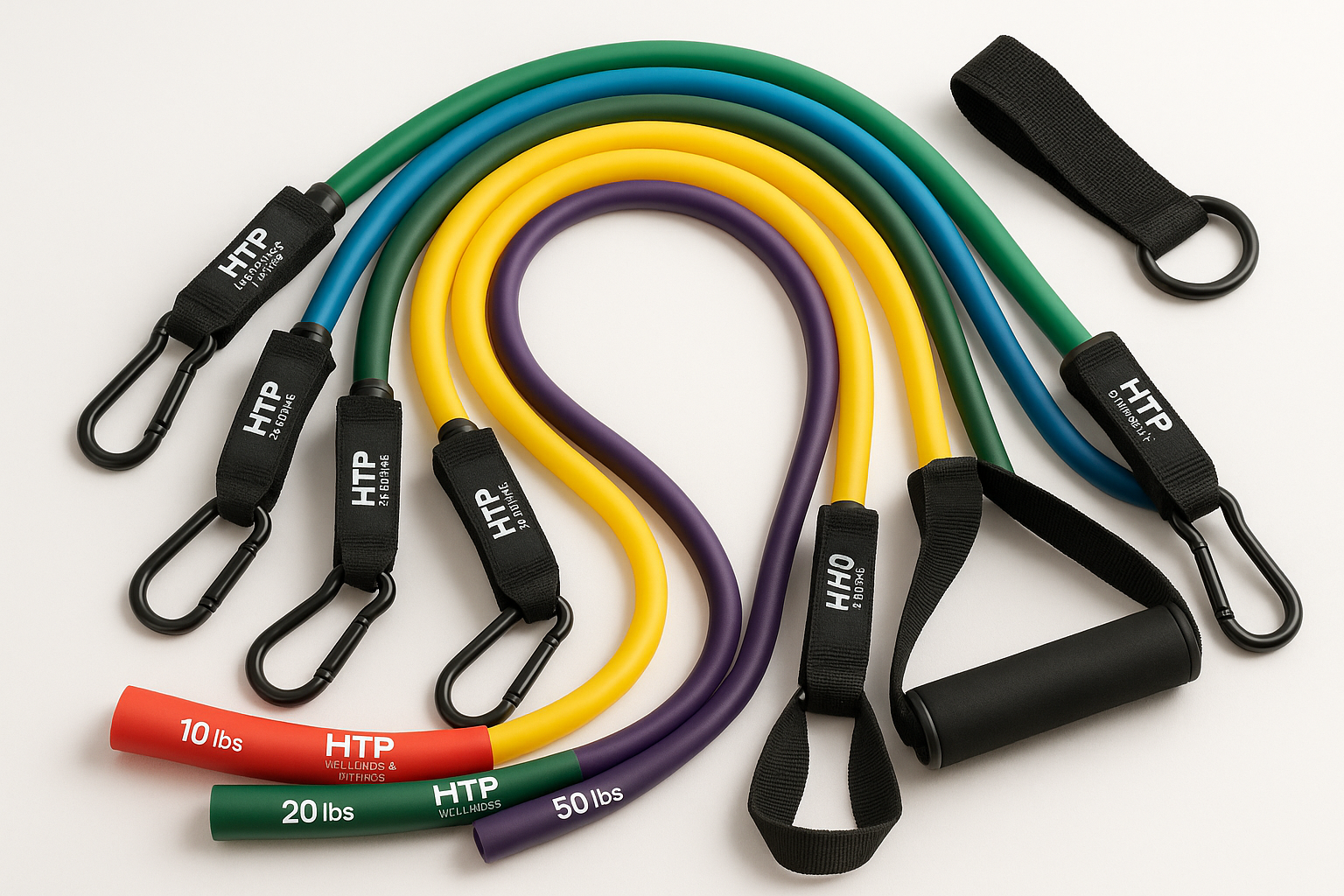 HTP Wellness & Fitness resistance band with multiple colors